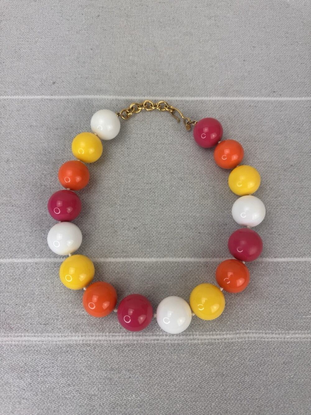 Vtg Monet Chunky Beaded Gumball Necklace Maximalist Choker Pink Orange Yellow